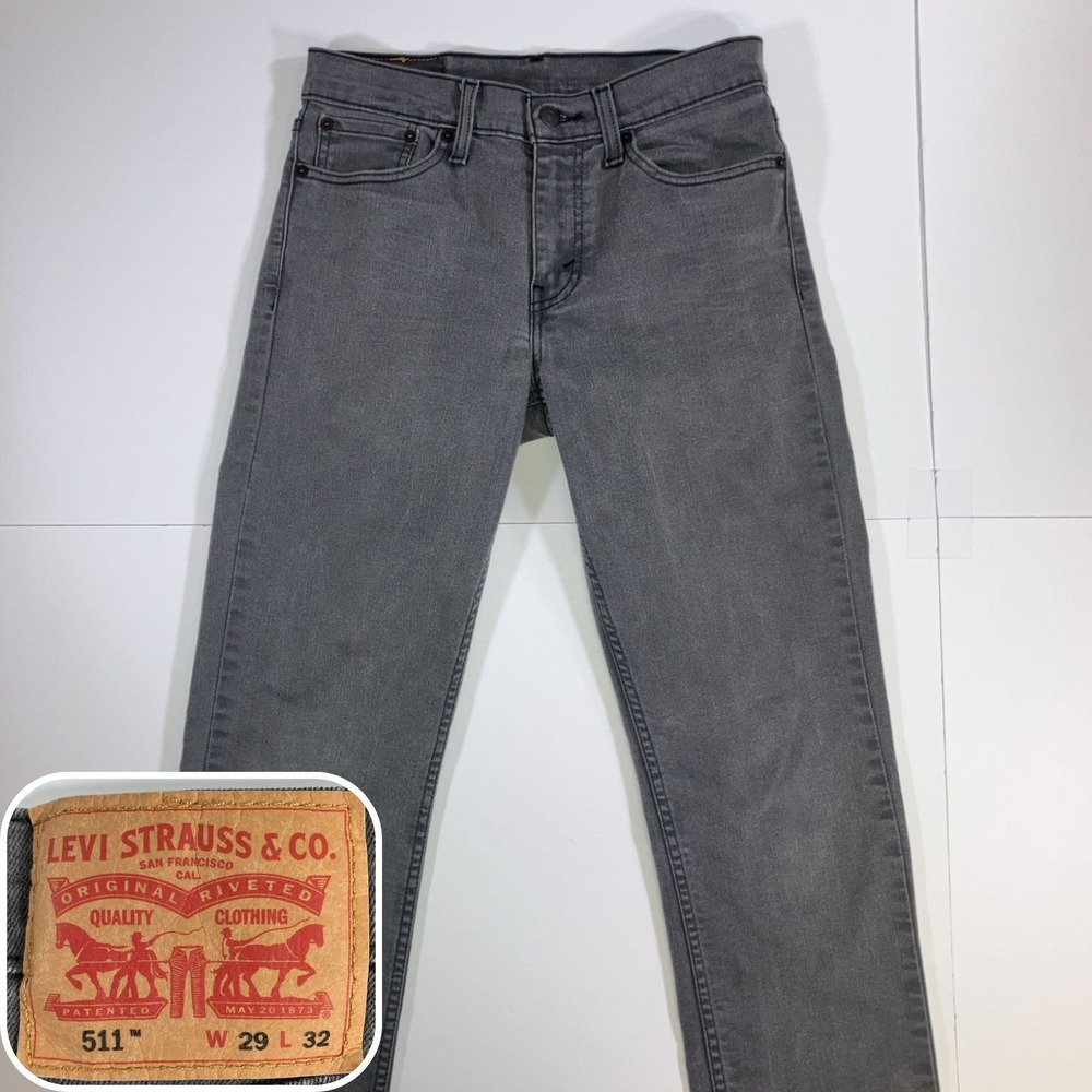 Levi's 511 Slim Fit Jeans Mens 29x32 Gray Stretch Denim WaterLess